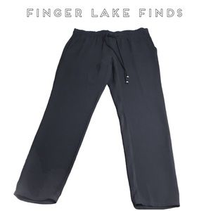 Black Crepe Drawstring Waist Pants, M